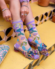 Whimsical Mermaid Ruffle Sheer Crew Sock Robin Booutique