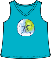 Destination Sand Dollar V-Neck Slub Cotton Tank