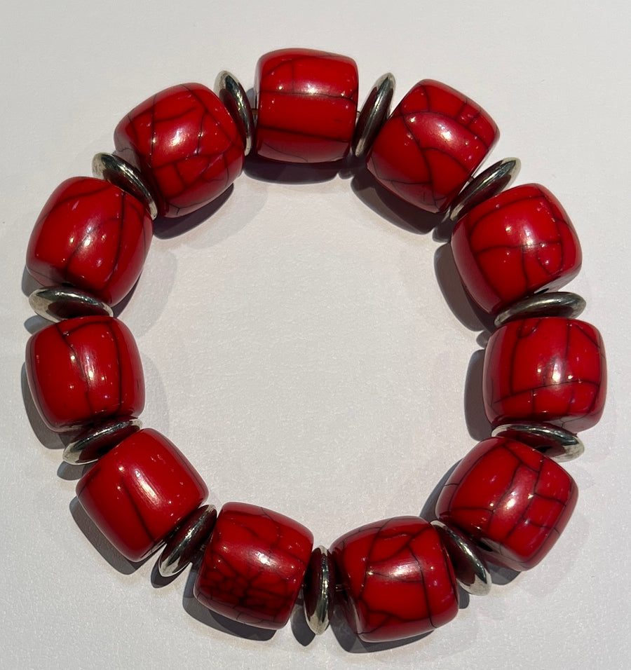 Large Stretch w/Silver Spacers Copal Bracelet
