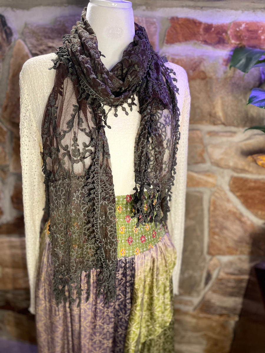 Boho Mixed Embroidered Handmade Scarf Necklace