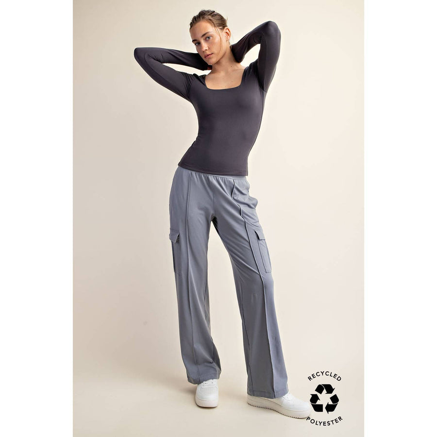 RECYCLED BUTTER SQUARE NECK LONG SLEEVE TOP T9953-C Robin Boutique