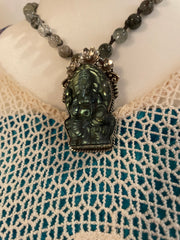 Labradorite Ganesh Elephant Necklace