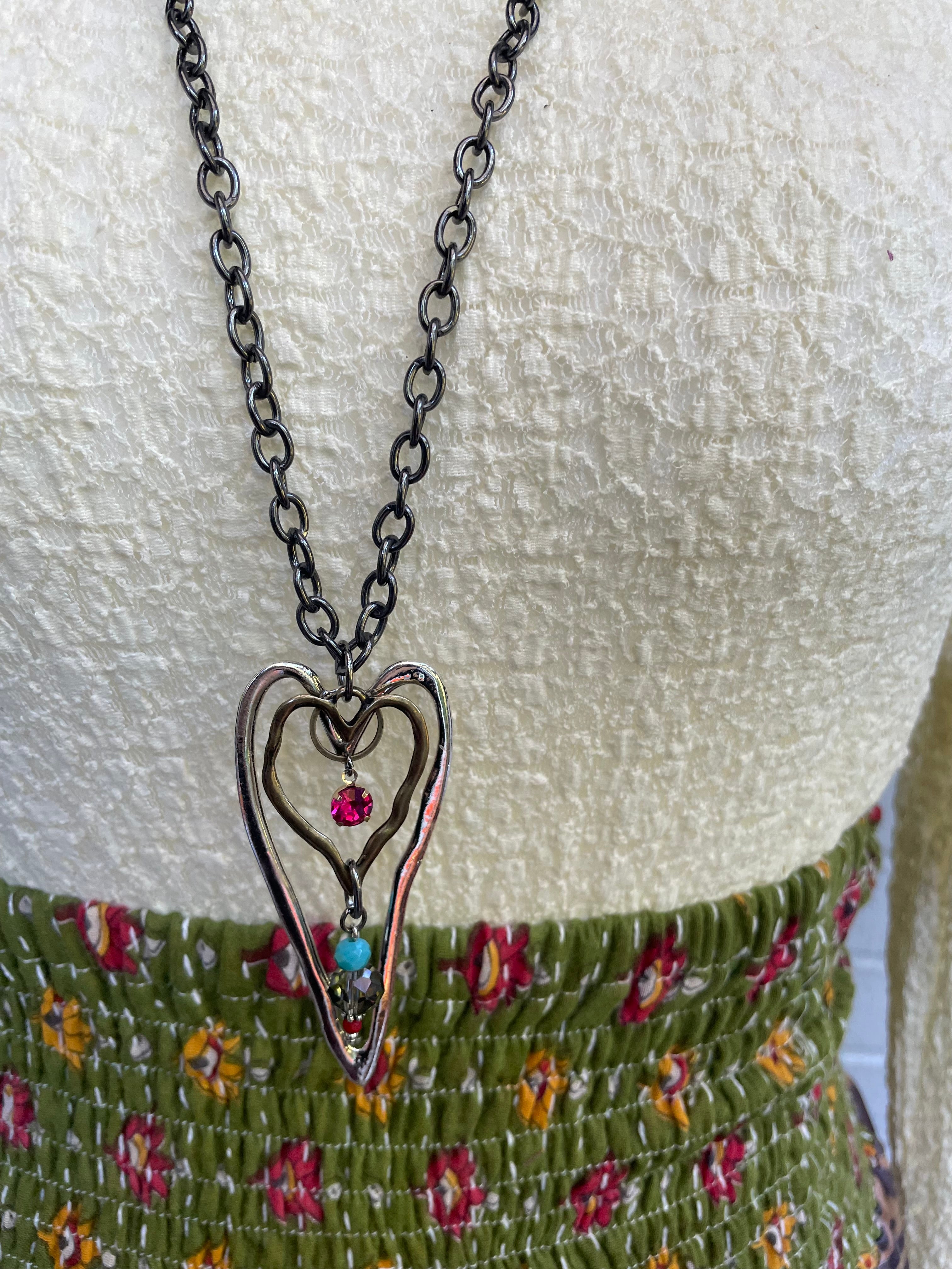 Stacked Hearts Chain Necklace