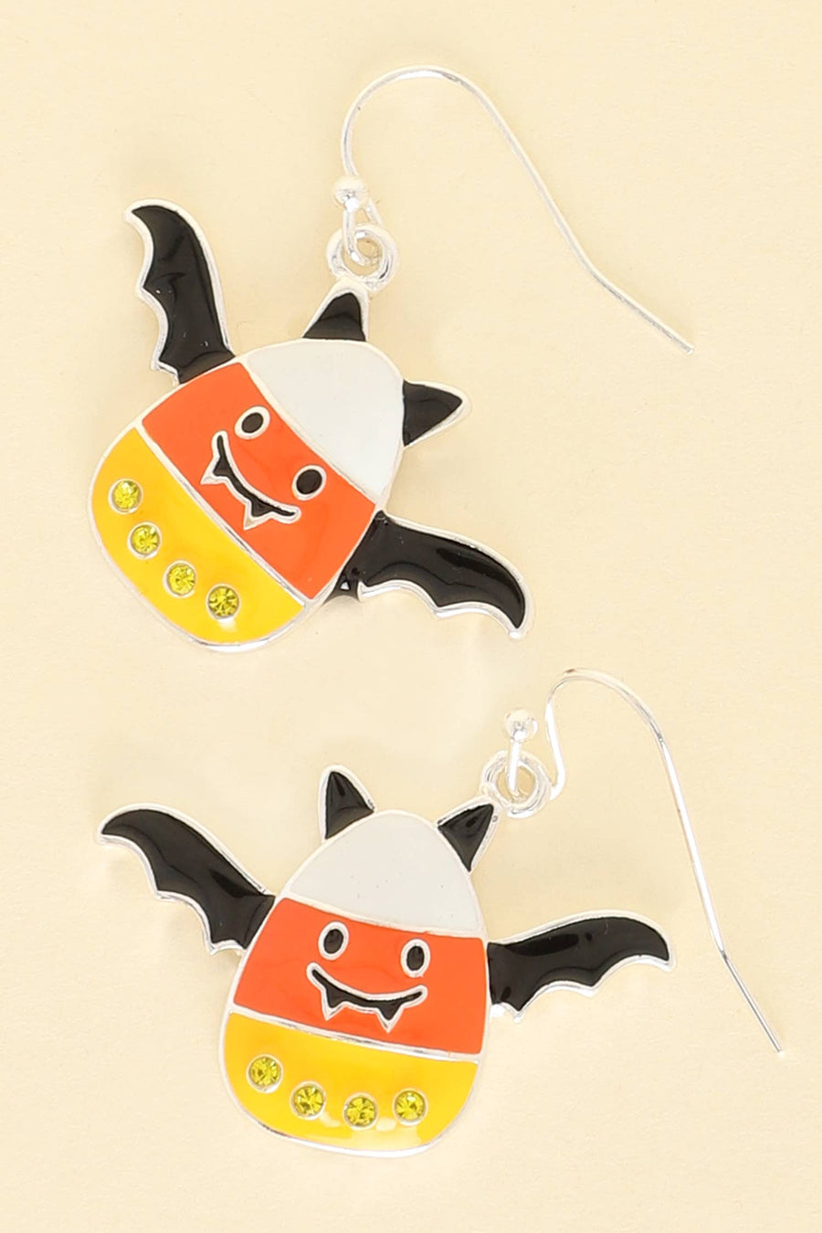 Halloween Candy Corn Bat Rhinestone Epoxy Earrings Robin Boutique