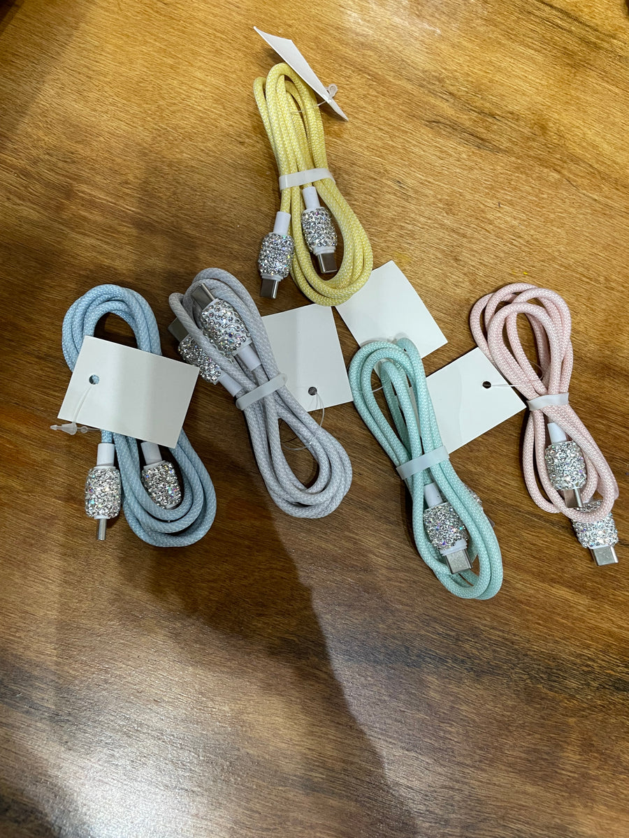 Rhinestone USb-C Phone Charge Cord