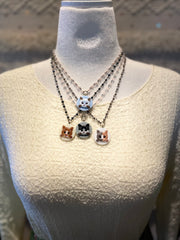 Vintage Cat Button Cameo Necklace by Gina