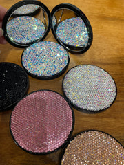 Rhinestone Round Compact Mirror