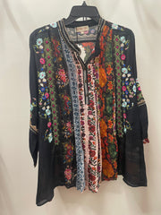 Floral Embroidered Mandarin Top in Black by All About Her