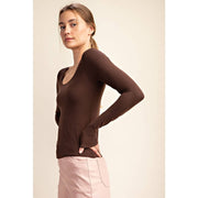 RECYCLED BUTTER ROUND NECK TOP T9967 Robin Boutique