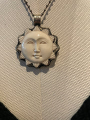 Sun Face Carved in Bone Necklace by Tara Gasparian