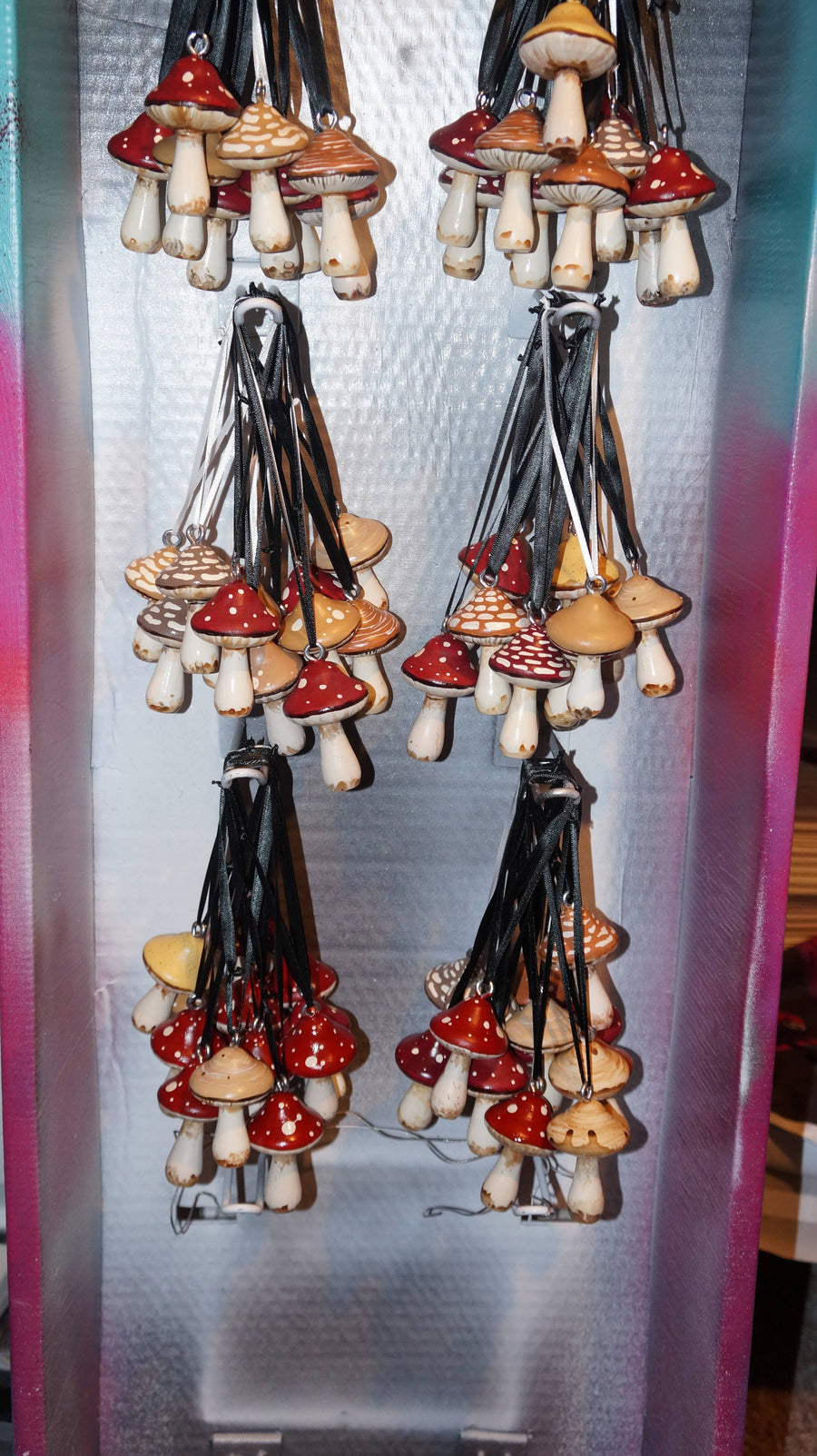 Hand Painted Wooden Mushroom Hanging Necklaces