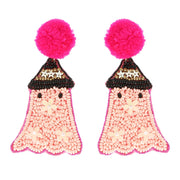 Halloween Ghost Seed Bead Dangle Earrings Robin Boutique
