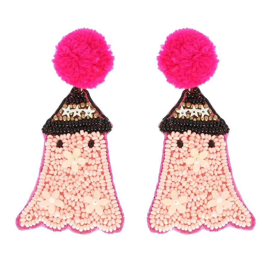Halloween Ghost Seed Bead Dangle Earrings Robin Boutique