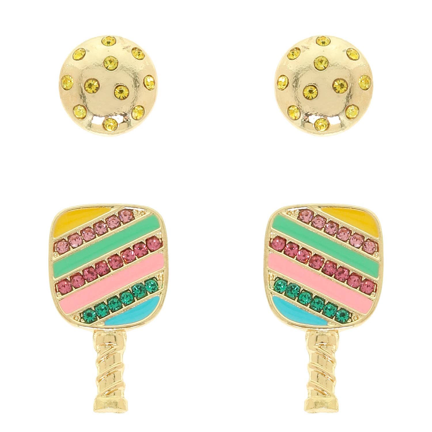 Gameday and Rhinestone Pickleball and Paddle Earring Set Robin Boutique