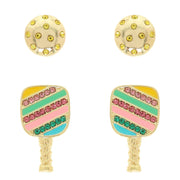 Gameday and Rhinestone Pickleball and Paddle Earring Set Robin Boutique