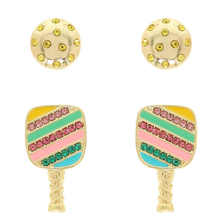 Gameday and Rhinestone Pickleball and Paddle Earring Set Robin Boutique
