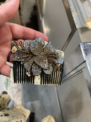 Floral Rhinestone Hair Comb