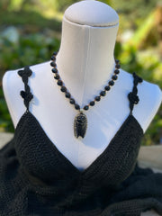 Carved Onyx Cicada Short Necklace