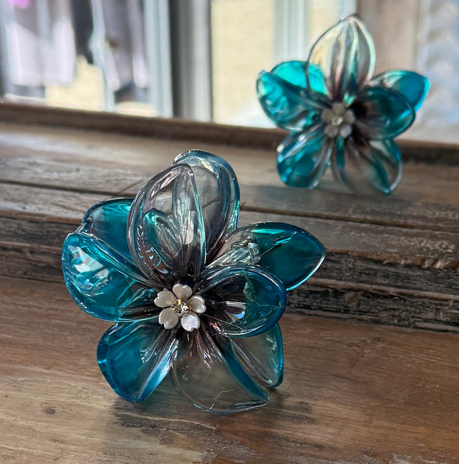 Flower Hair Claw with Rhinestone Center Robin Boutique