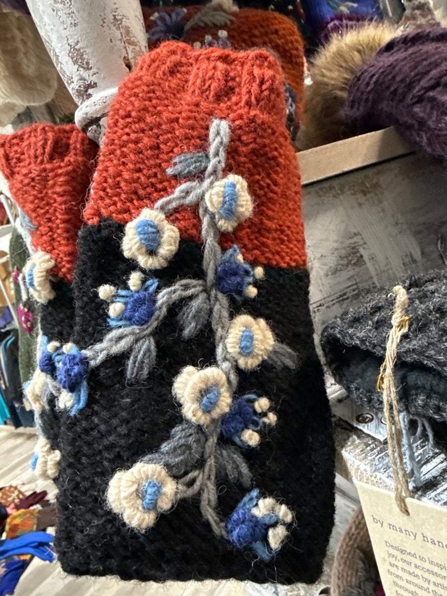 Flora Knit Handwarmers or Mittens By Many Hands