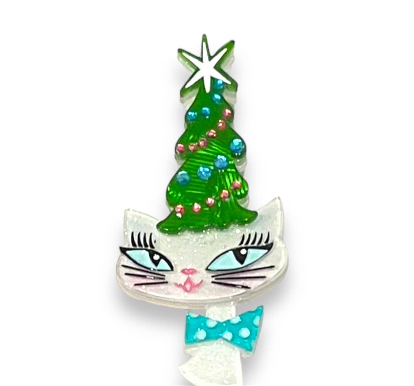 Kitty Christmas Hat Brooch by Miss Fluff x Lipstick & Chrome Robin Boutique