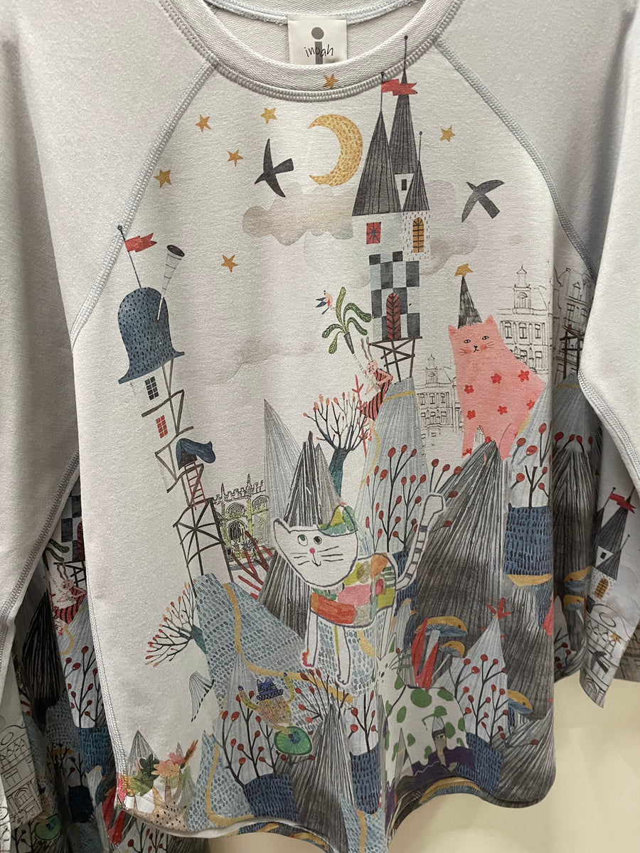 Long Sleeve Pullover in Meow-Dieval Times by Inoah