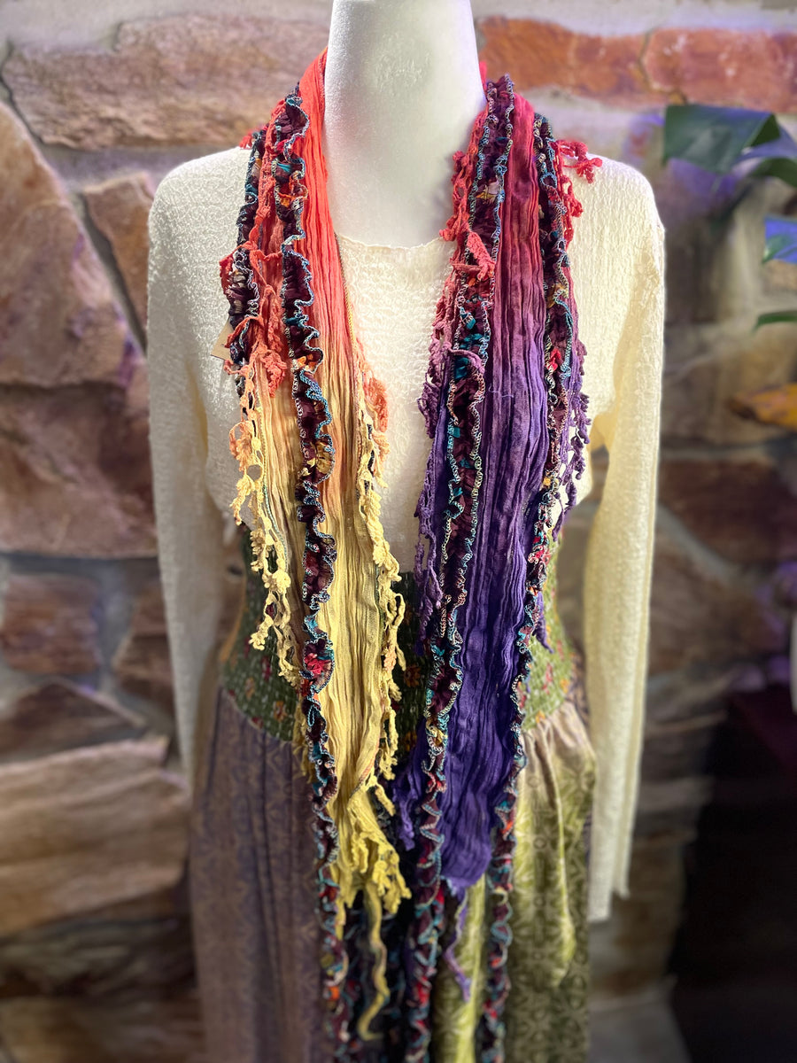 Boho Mixed Tassel Handmade Scarf Necklace