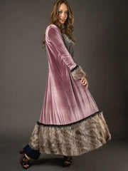 Rose Faux Fur Velvet Coat