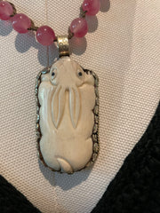 Rabbit Carved in Bone Necklace