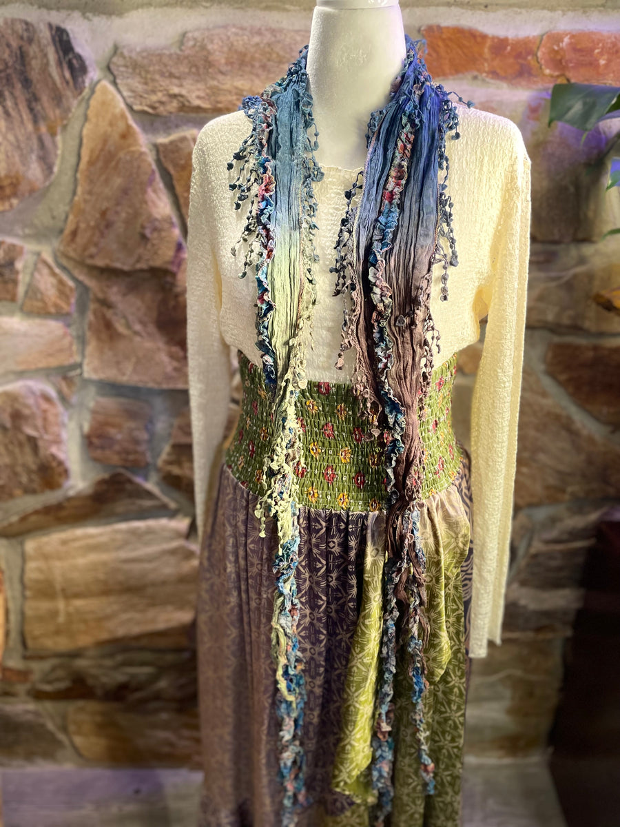 Boho Mixed Tassel Handmade Scarf Necklace