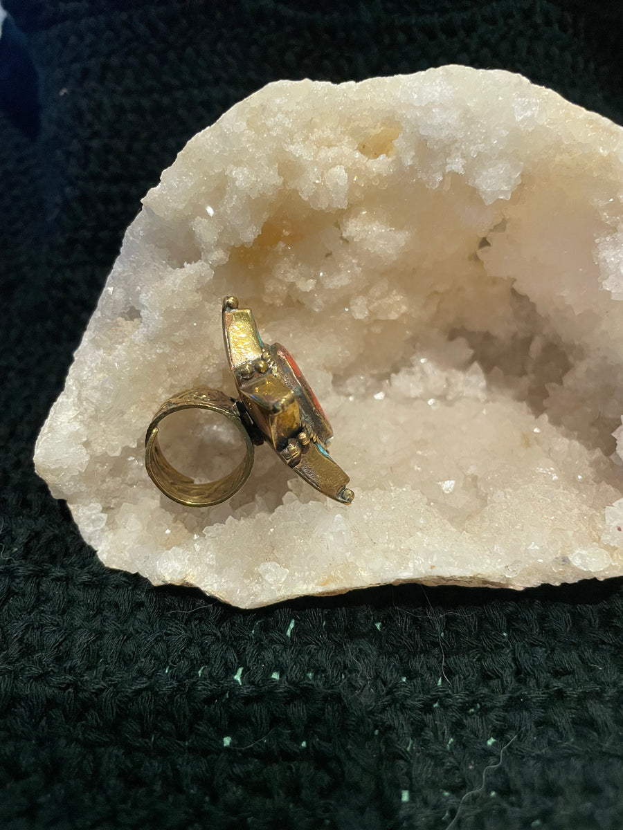 Coral Star Adjustable Ring