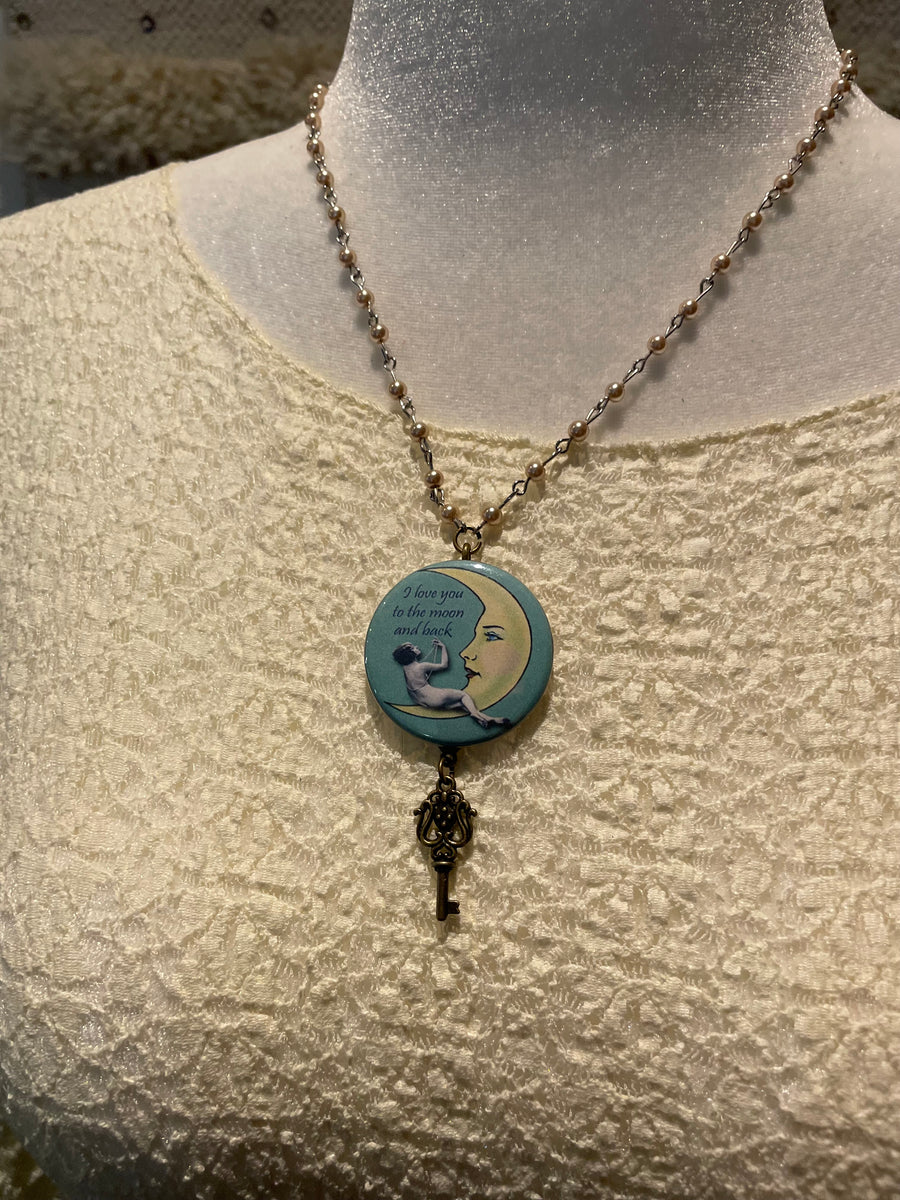 Love You Moon Button Necklace by Gina