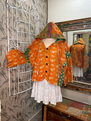 Half Moon Cropped Hooded Jacket #05 by Kantha Bae