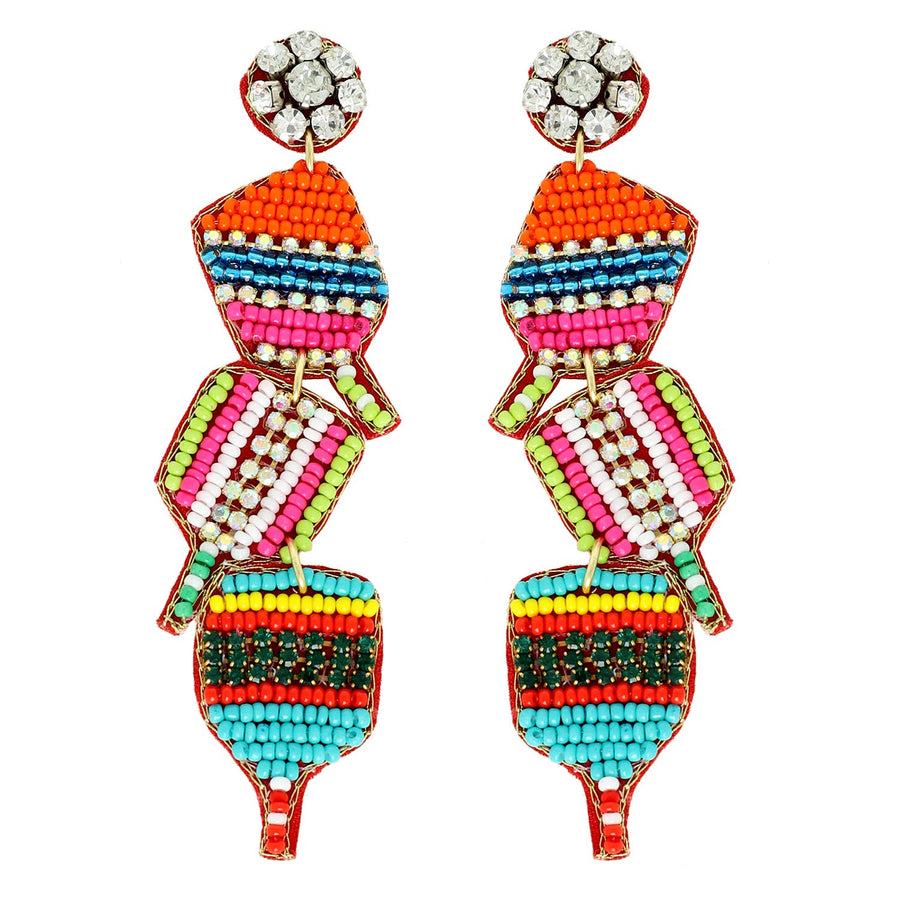 Pickle Ball Paddle Beaded Post Earrings Robin Boutique