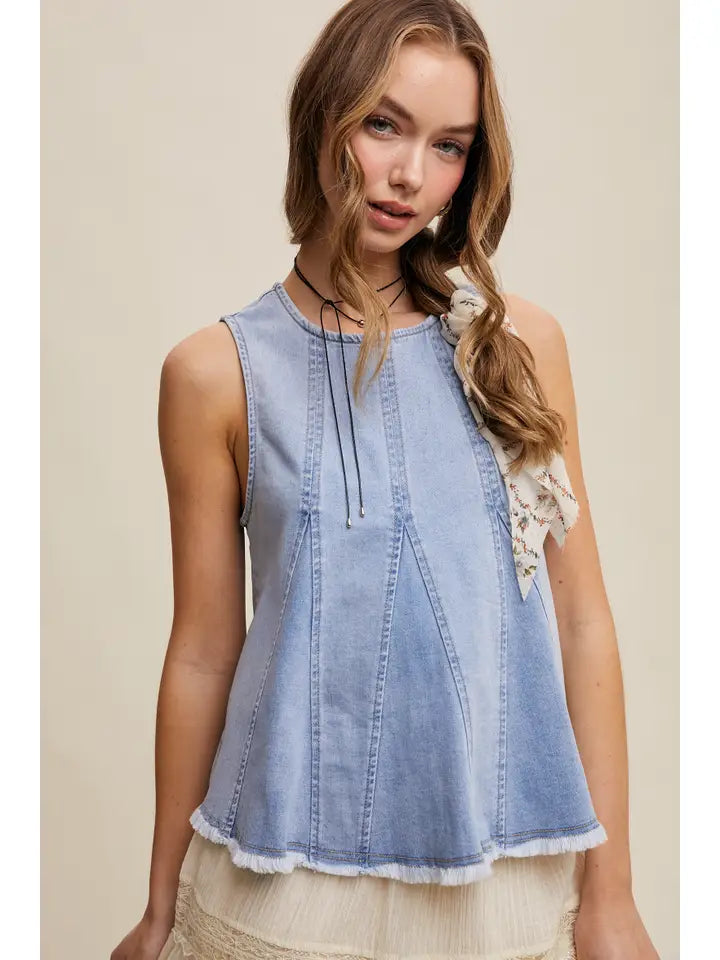 Denim Flare Halter Top