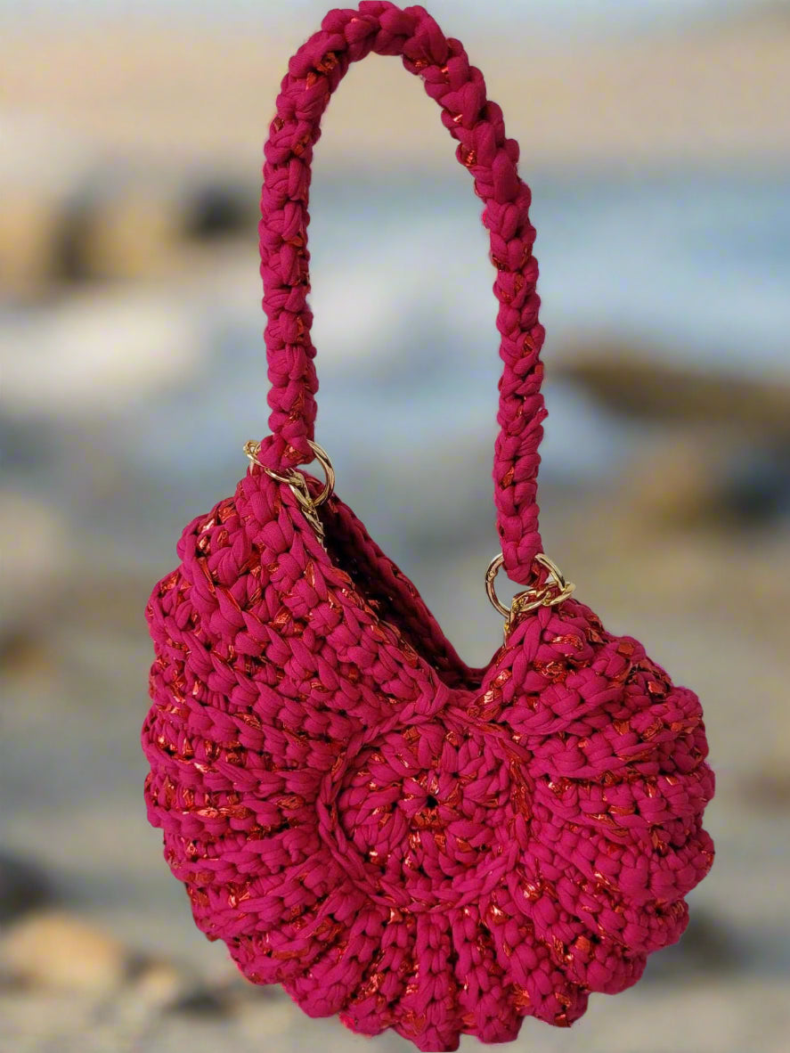 CHQEL Handmade Mussel Shaped Bag Crochet Purse