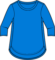 Solid Cotton Slub 3/4 Sleeve High-Low Tee by Escape