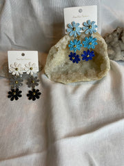 Ratan Triple Flower Earrings