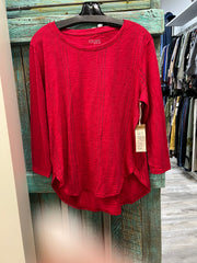 Cotton Slub 3/4 Sleeve Tee in Cherry Stripe by Escape