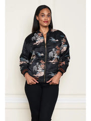 Satin Jacquard Embroidered Bomber Jacket by Paparazzi