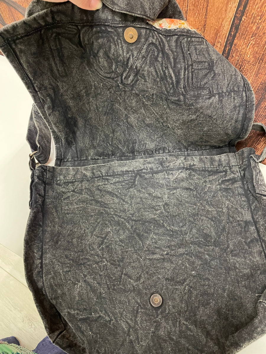 Denim Patch Messenger Bag