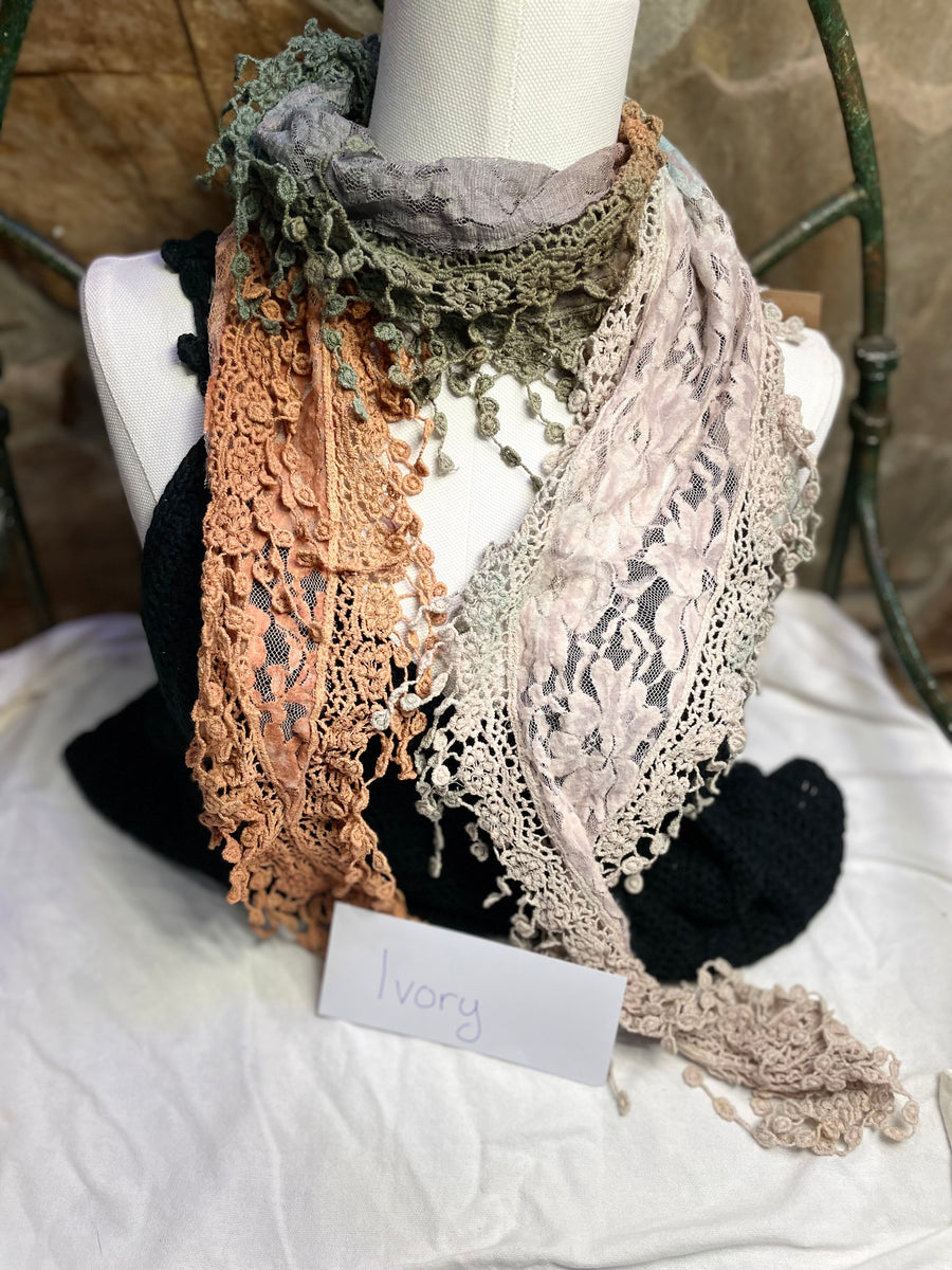 Boho Mixed Lace Handmade Scarf Necklace