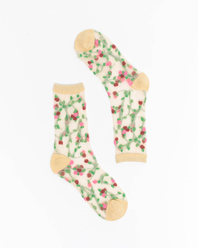 Sheer Rosettes Crew Sock Robin Boutique