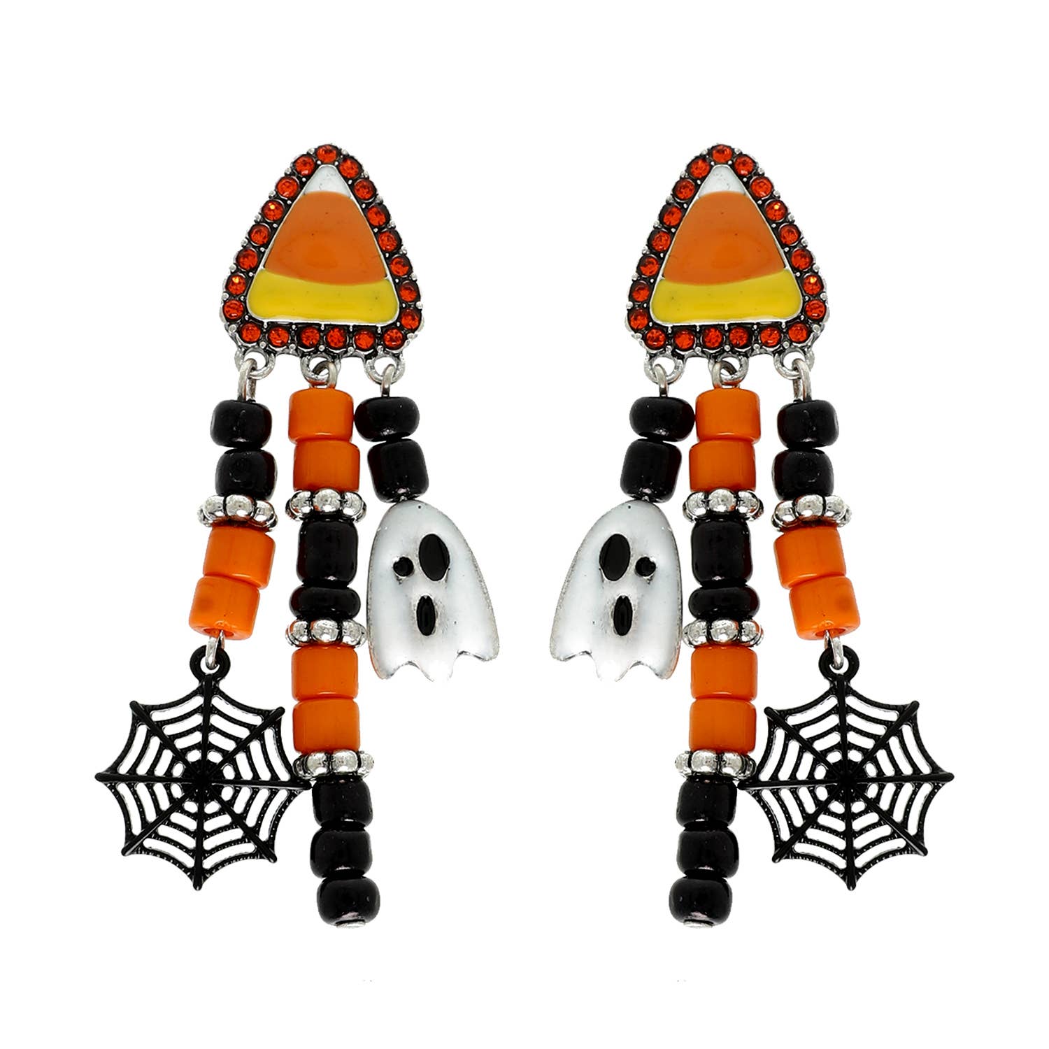 Halloween Themed Bead Charm Tassel Earrings
