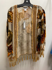 Silk Burnout Velvet Fringe Shortie Kimono by Aris A