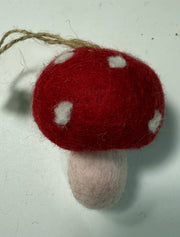 Wool Felt Christmas Ornament- Mushroom with White Dots Robin Boutique