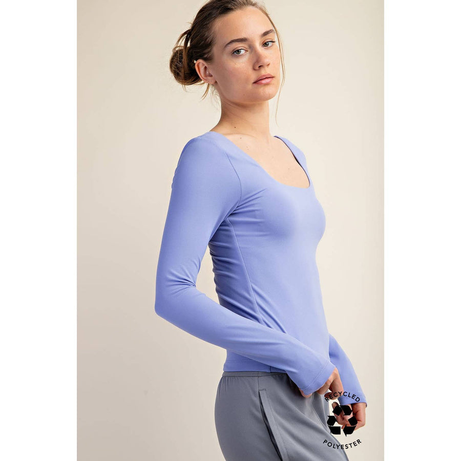 RECYCLED BUTTER SQUARE NECK LONG SLEEVE TOP T9953-C Robin Boutique