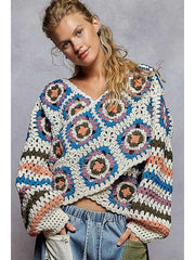 Reversible Crochet Faux Wrap Sweater