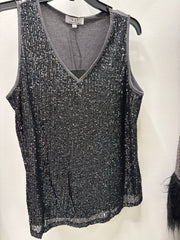Sleeveless Sequin Evening Tank Top