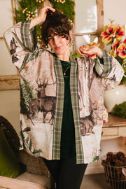 Winter Wish Christmas Plaid Bamboo Kimono Cardigan with Belt